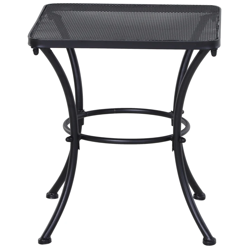 Outsunny 18"x18"x20" Square Garden Metal Bistro Table Outdoor Patio Coffee Side Desk, Black