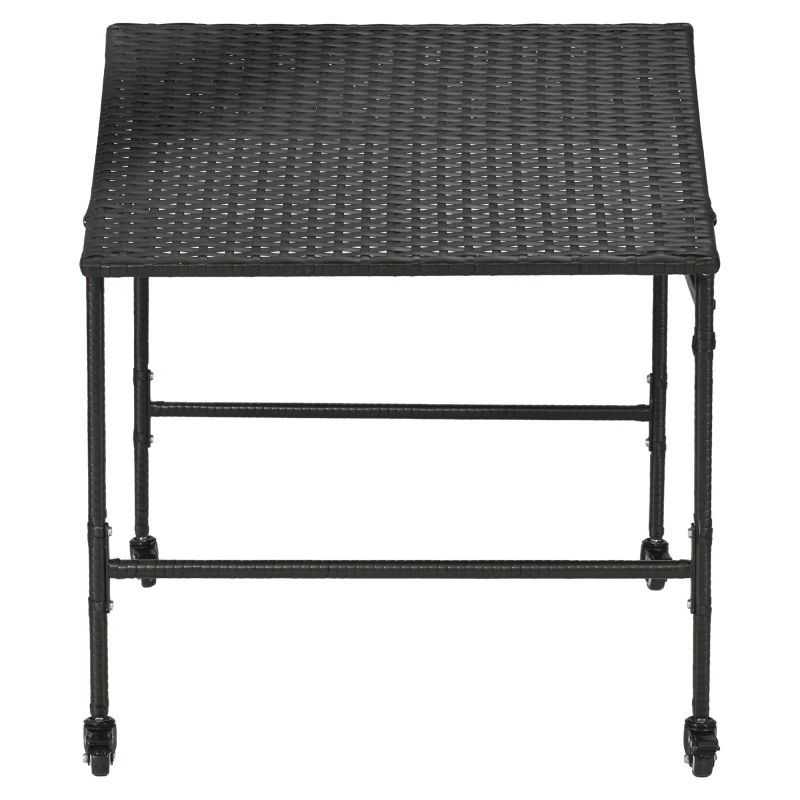 PawHut Outdoor Dog Shelter with Wheels, Portable Wicker Animal Shelter for Small and Medium Sized Dogs, Dark Brown