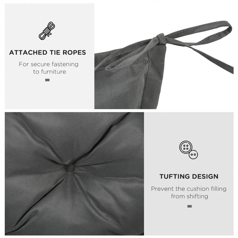 Outsunny Proch Swing Cushion, 59" x 40" x 4" Outdoor Bench Cushion with Backrest, 4" Thick Filling and String Ties, 3 Seater, Dark Grey