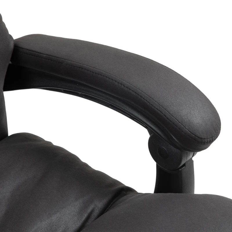 Vinsetto Microfibre Massage Office Chair, Heated Reclining Chair with Footrest, Double-tier Padding, Swivel Wheels, Black