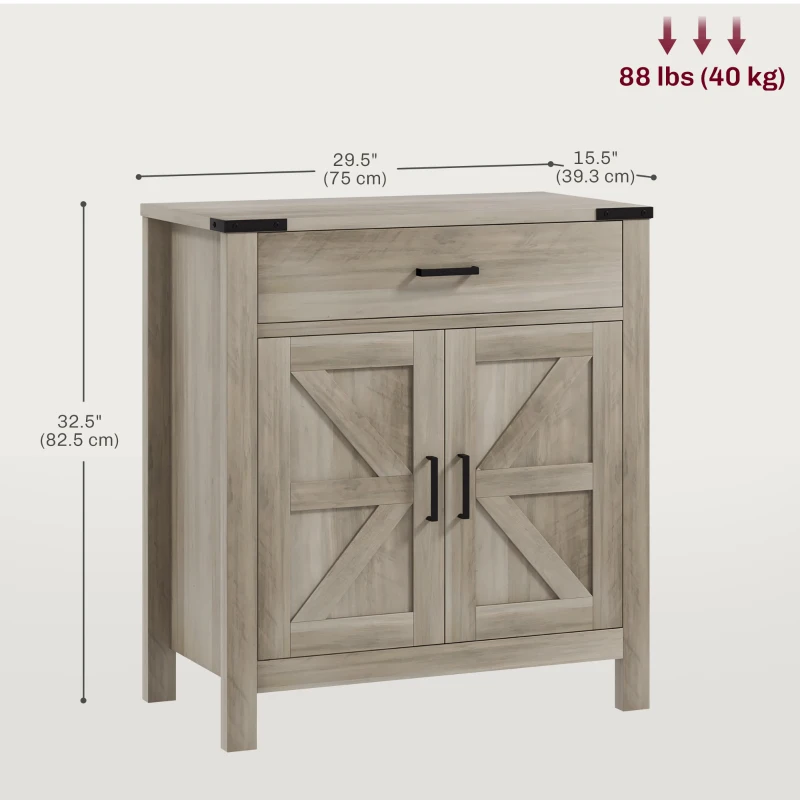 HOMCOM Kitchen Sideboard Cabinet Small Countertop Storage w/ Drawer & Shelf for Kitchen Living Room Entryway White