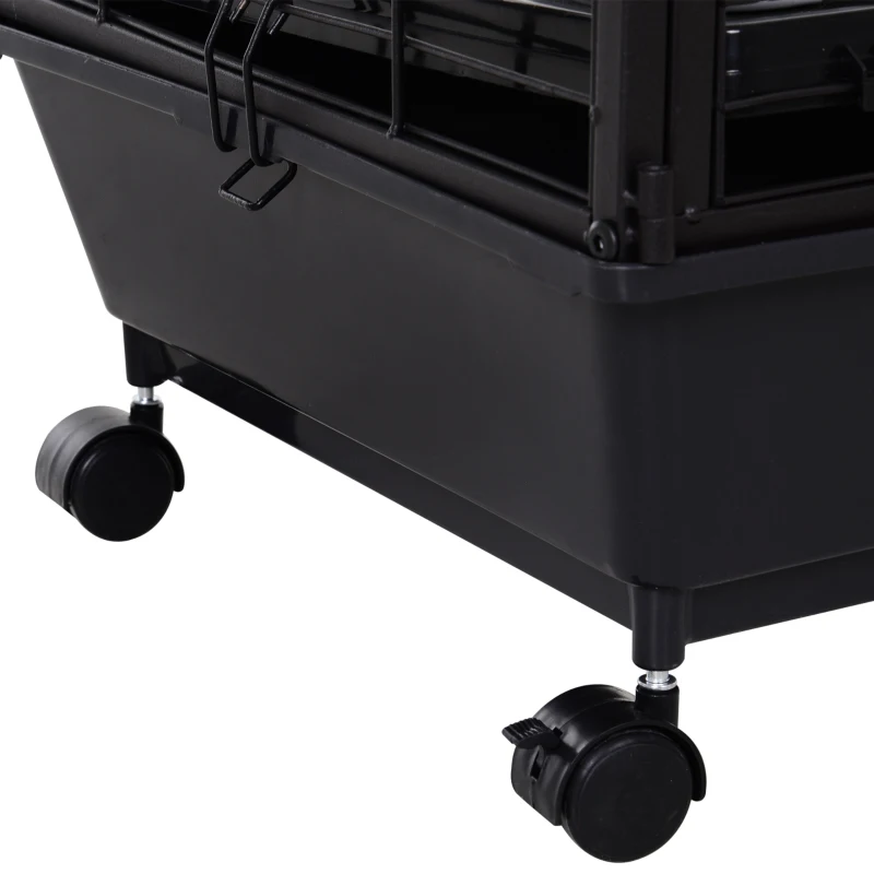 PawHut Metal Small Animal Cage, Rabbit Cage for Guinea Pig Chinchilla Hedgehog Bunny with Removable Wheels and Foldable Detachable Run Fence, 34.6" L x 50.6" W x 22" H