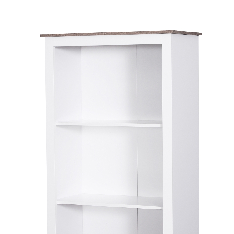 HOMCOM 69" Tall Bathroom Storage Cabinet, Bookcase with 3 Open Compartments and Double Door Cupboard, White