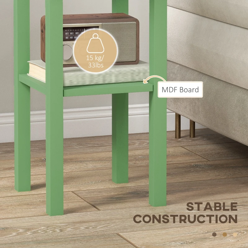 HOMCOM 2-Tier Side Table with Drawer and Shelf, End Table for Living Room and Hallway, Green