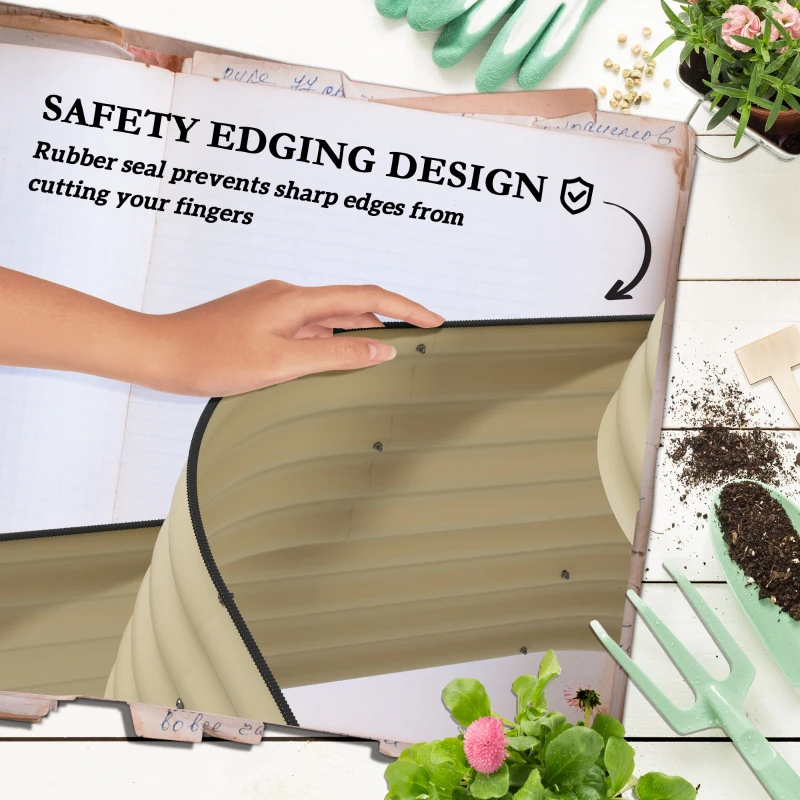 Outsunny 3-Tier Raised Garden Bed Set w/ Safety Edging, Open Bottom for Vegetables, Herbs, Flowers, 62.25" x 43" x 32.25", Cream