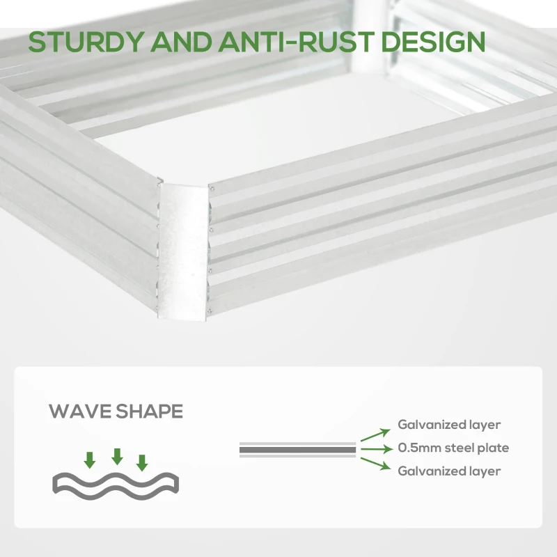 Outsunny Galvanized Raised Garden Bed, 4' x 3' x 1' Outdoor Metal Planter Box, Raised Bed for Growing Flowers and Herbs