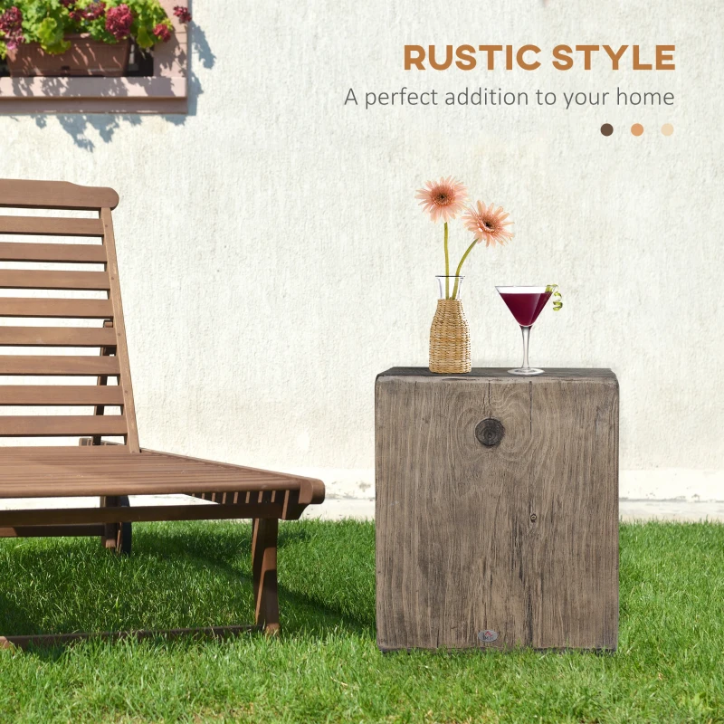 HOMCOM Concrete End Table Rustic Side Table with Wood Grain Finish for Indoors and Outdoors Gray