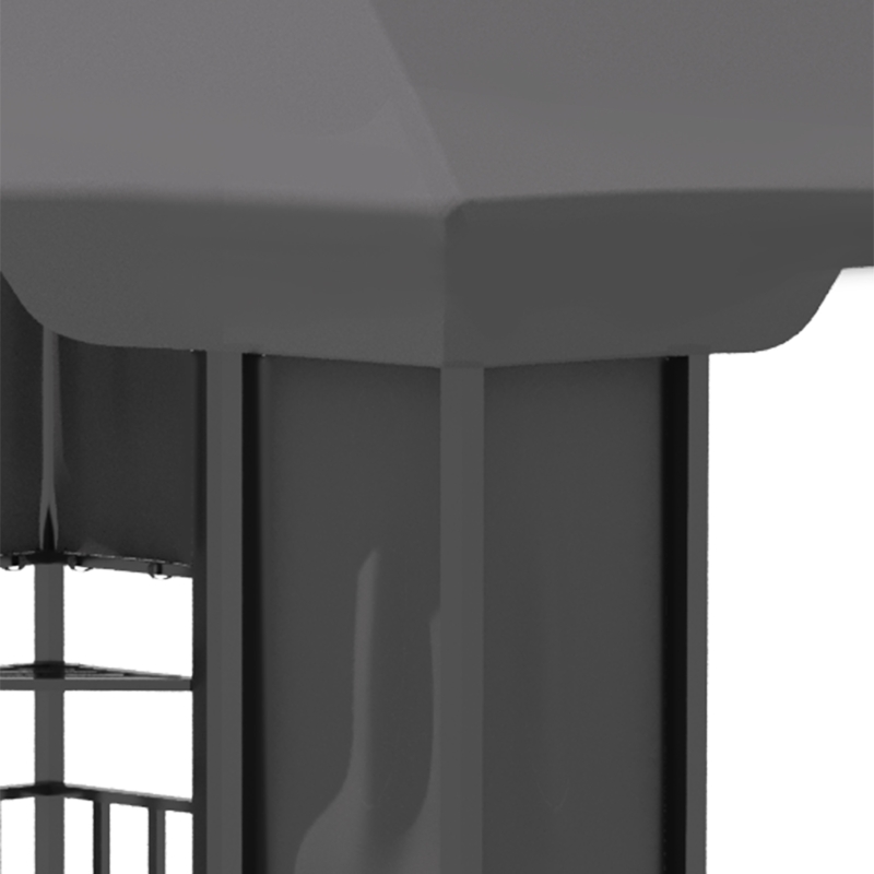 Outsunny 10' x 13' Outdoor Patio Gazebo with Double Vented Roof, Storage Shelves, Steel Frame for Lawn, Backyard and Deck, Gray