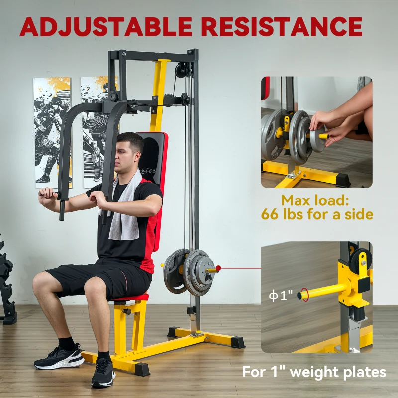 Soozier Chest Fly and Chest Press Machine for Back, Pectoral, Rear Deltoid and Shoulder Training, Yellow