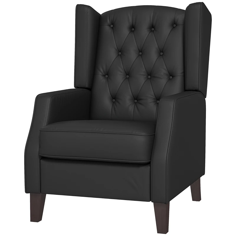 HOMCOM Faux Leather Armchair, Modern Accent Chair with Thick Padding for Living Room, Bedroom, Home Office, Black