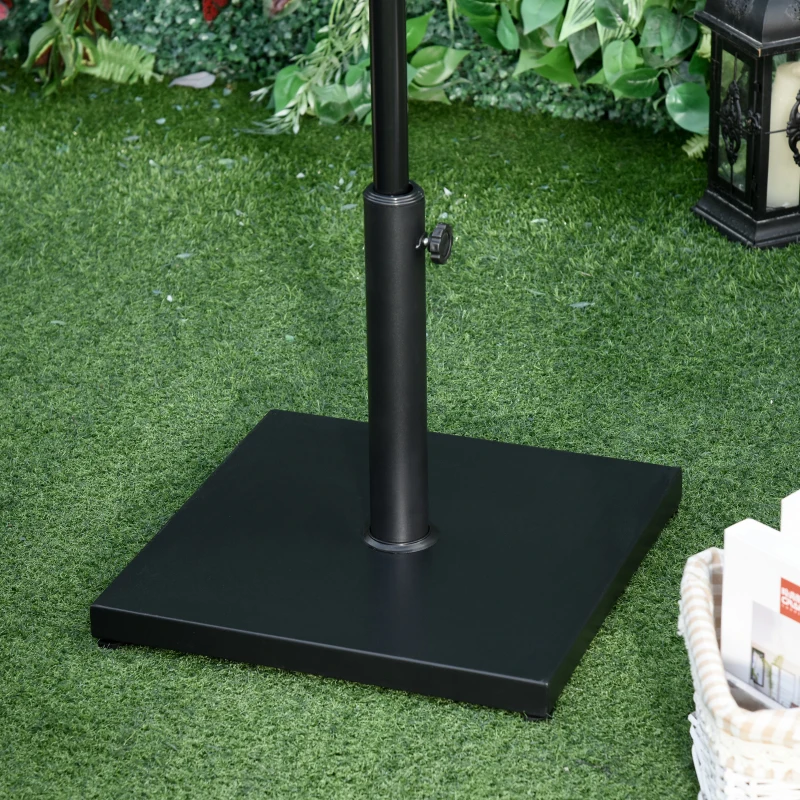 Outsunny 40 lbs Steel Square Umbrella Base Stand w/ Adjustable Knob Parasol Stand Garden Patio Outdoor Home, Black
