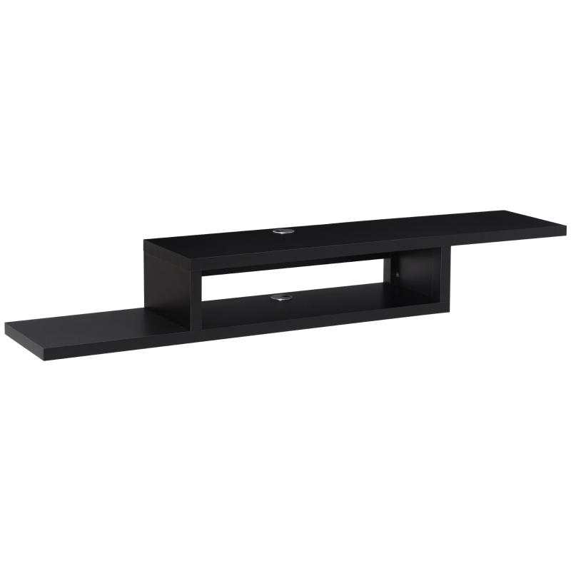 HOMCOM Floating TV Stand for TVs up to 60", Wall Mounted Media Console with 2-Tier Shelf, Entertainment Center Unit for Living Room Bedroom, Black