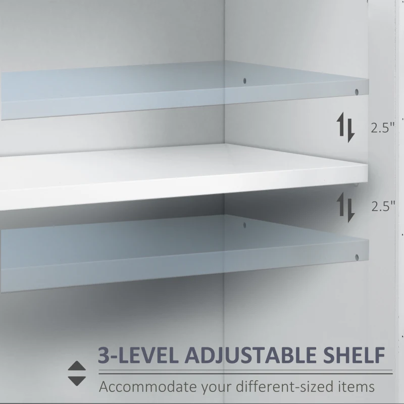HOMCOM Sideboard, Buffet Cabinet with 3 Tempered Glass Doors, Stripe Pattern and Adjustable Storage Shelf, Credenza, White