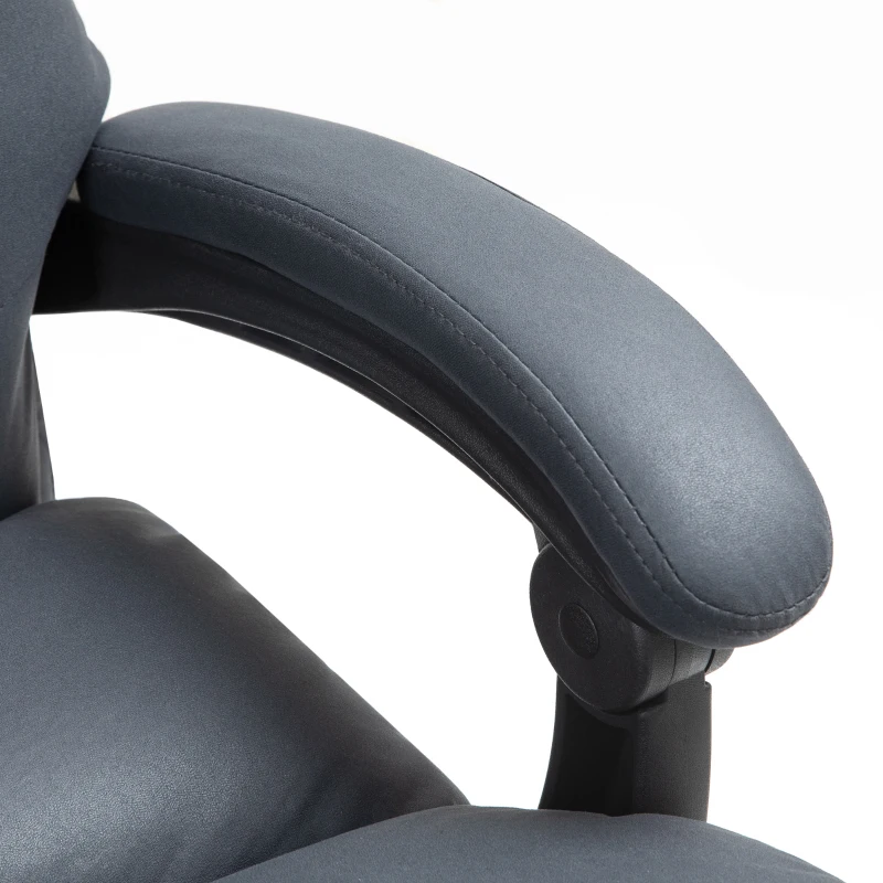 Vinsetto Microfibre Massage Office Chair, Heated Reclining Chair with Footrest, Double-tier Padding, Swivel Wheels, Dark Gray