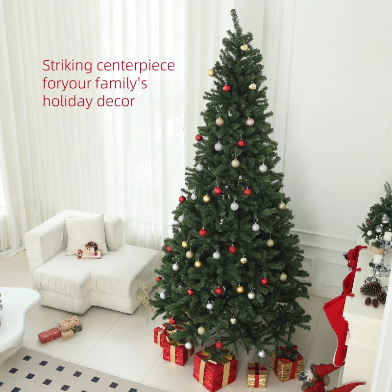 HOMCOM 9ft Artificial Christmas Trees with 2132 Branch Tips, Auto Open and Steel Base, Green
