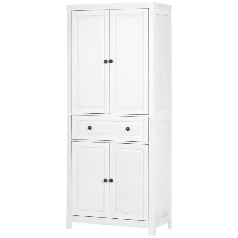 HOMCOM 72" Wood Kitchen Pantry Cabinet,Storage Organizer with Drawer and 2 Adjustable Shelves, Soft Close, White