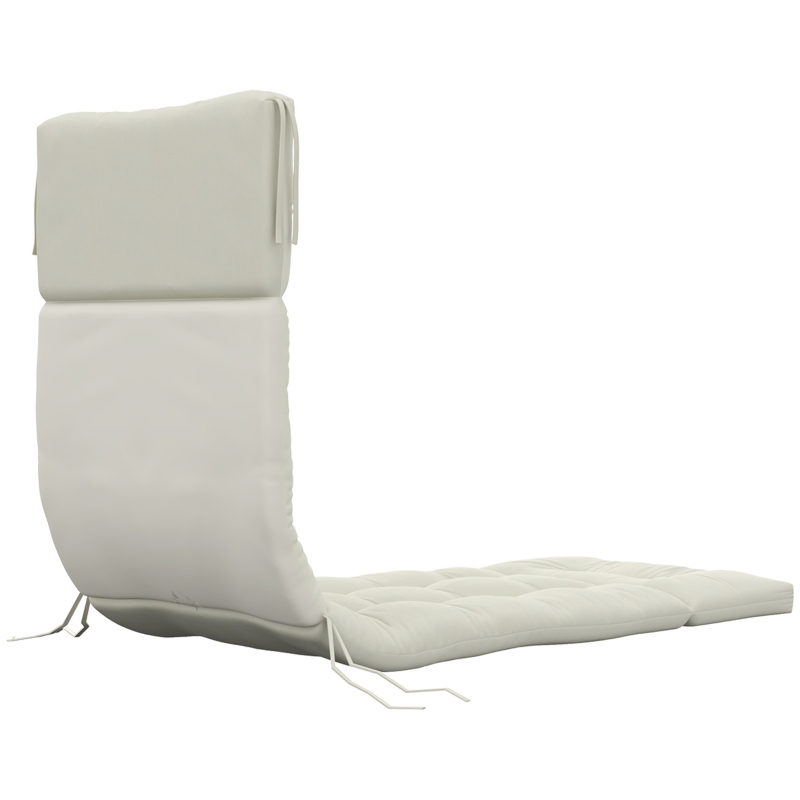 Outsunny 5" Thick Patio Chaise Lounge Lounge Chair Cushion with Backrest, Soft Cotton Padded for Indoor Outdoor Use, Cream White