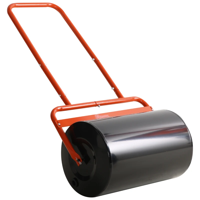 Outsunny Heavy Duty Lawn Roller, 20" Push/Tow Behind Sod Roller, Grass Flattener Filled with 11gal Water/136lbs Sand, Red