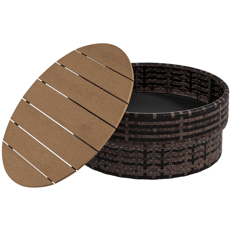 Outsunny 8 Piece Patio Furniture Set with 4 Rattan Sofa Chairs & 4 Tables with Storage & Umbrella Hole, Mixed Brown