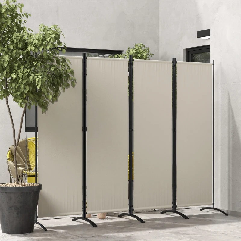 Outsunny Folding Room Divider, Privacy Screen for Patio Backyard Pool Hot Tub, 5.6FT Tall, Cream White