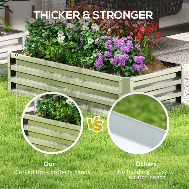 Outsunny Galvanized Raised Garden Bed, Outdoor Planter Box for Vegetables, Flowers, Herbs, 4' x 2' x 1', Silver