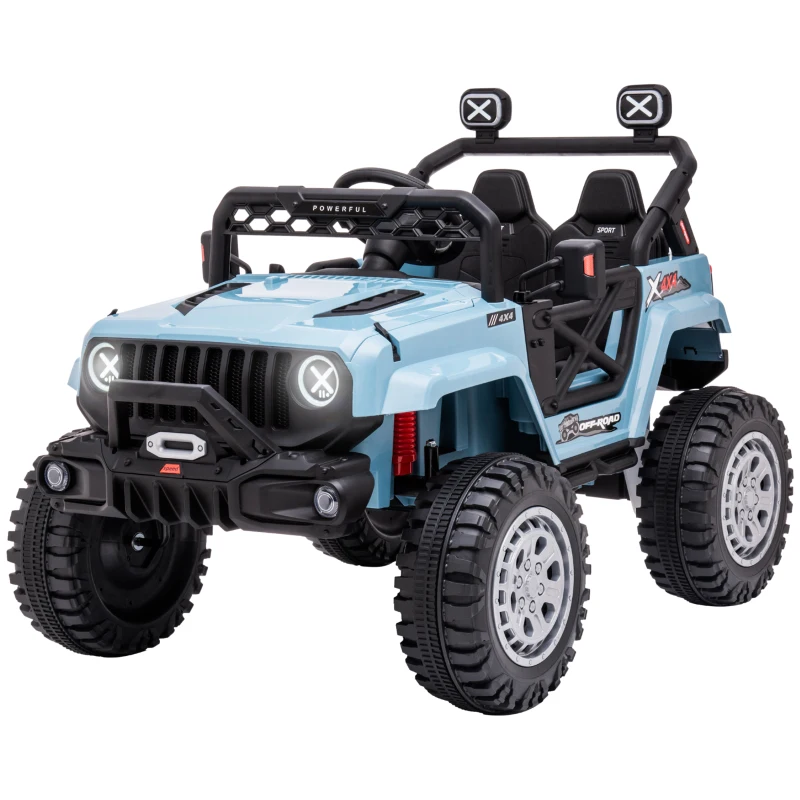 Aosom 12V Kids Ride on Car with Remote Control, Battery-Operated Ride on Toy with Spring Suspension, Led Lights, Music, Horn, 3 Speeds, USB, MP3, Blue