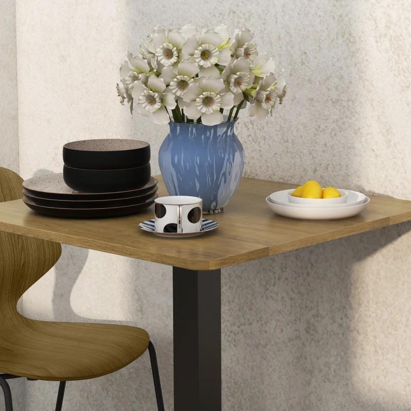 HOMCOM 28" Square Dining Table, Modern Dining Room Table with Steel Base, Space Saving Small Kitchen Table, Dark Brown