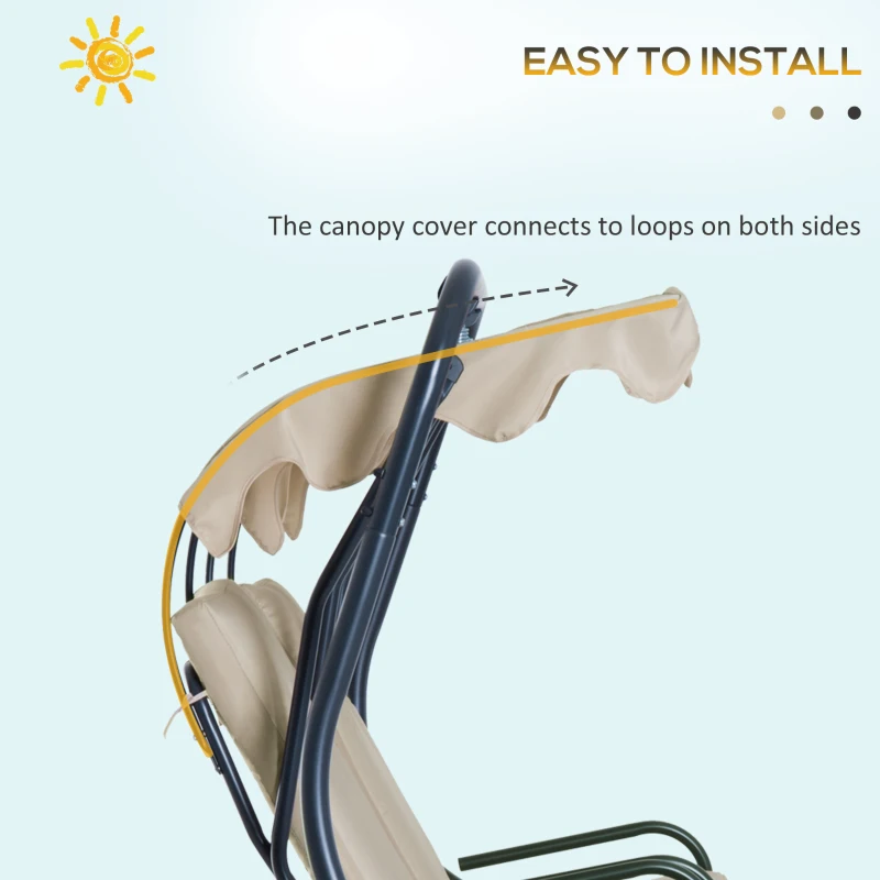 Outsunny 84A-052 Series 2-Seater Swing Canopy Replacement Top Cover, Beige