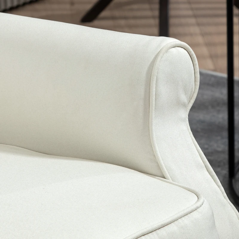 HOMCOM Wingback Reclining Chair with Footrest, Button Tufted Recliner Chair with Rolled Armrests for Living Room, Cream White