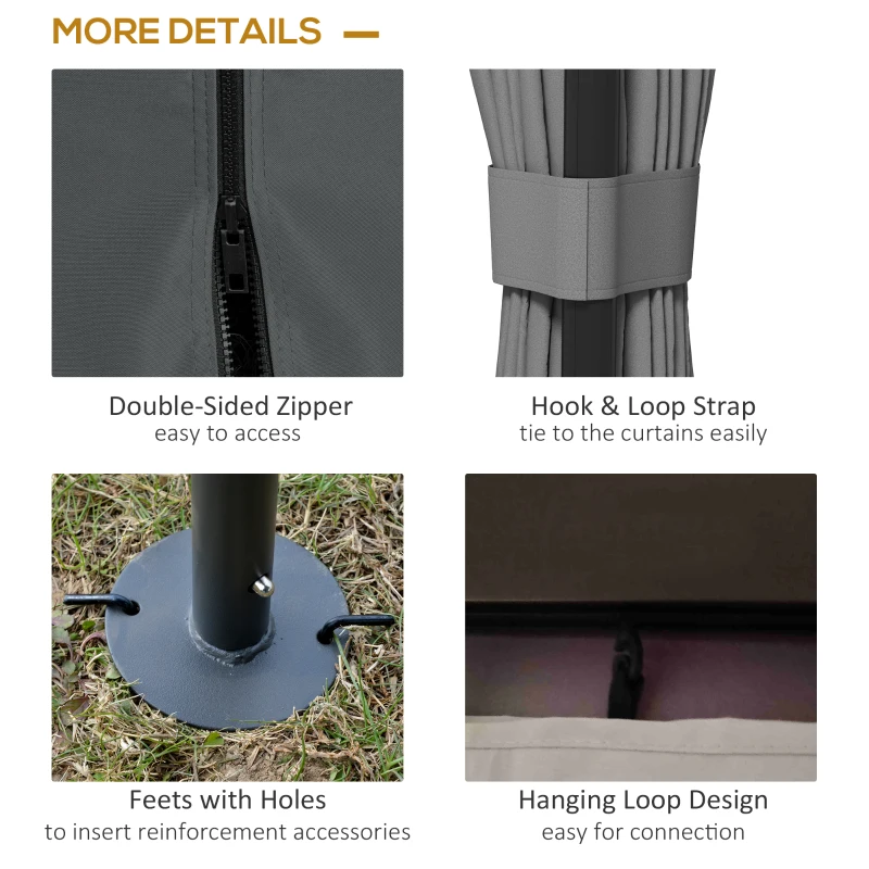 Outsunny 10' x 10' 2-Tier Outdoor Gazebo Canopy Tent with Zippered Mesh Sidewalls, Aluminum Frame for Patio, Backyard Light Grey