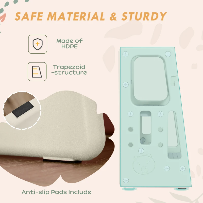 Qaba Kids Step Stool Adjustable Standing Platform Cream White