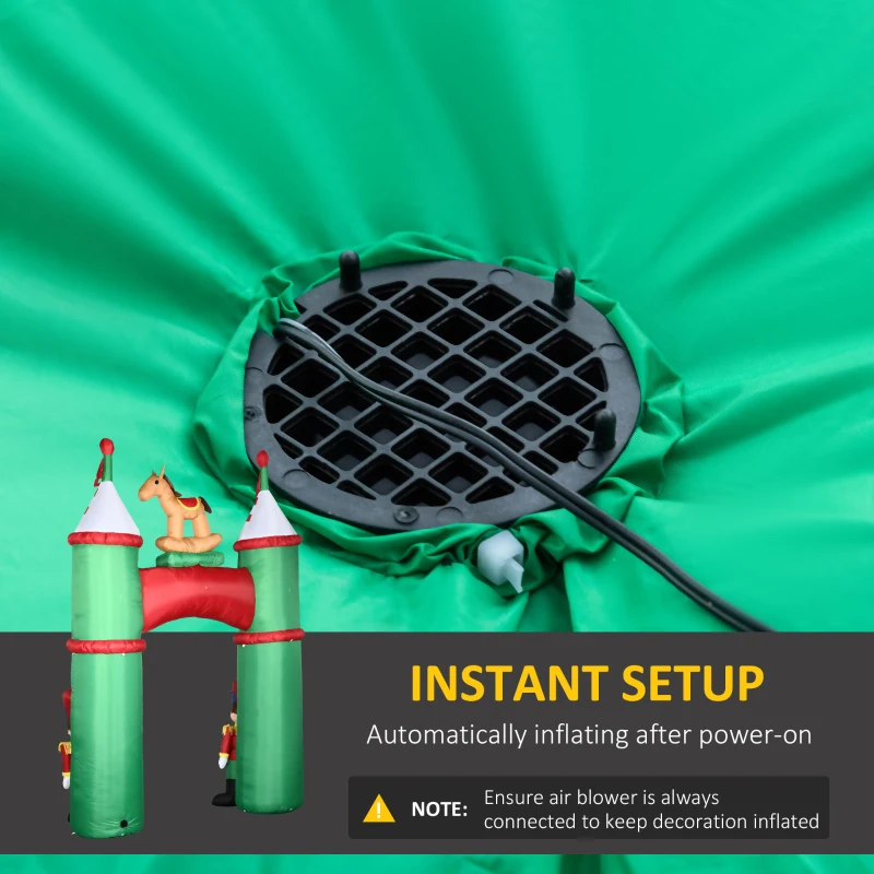 Outsunny 11.5ft Christmas Inflatables Outdoor Decorations Archway with 2 Nutcracker Soldiers Rocking Horse, Blow-Up LED Yard Christmas Decor for Lawn Garden Party