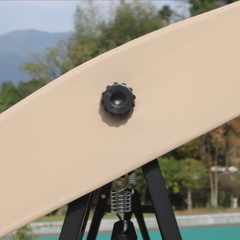 Outsunny 2 Seater Covered Outdoor Swing Chair Hammock Bench with Cushion Tilt Canopy Beige