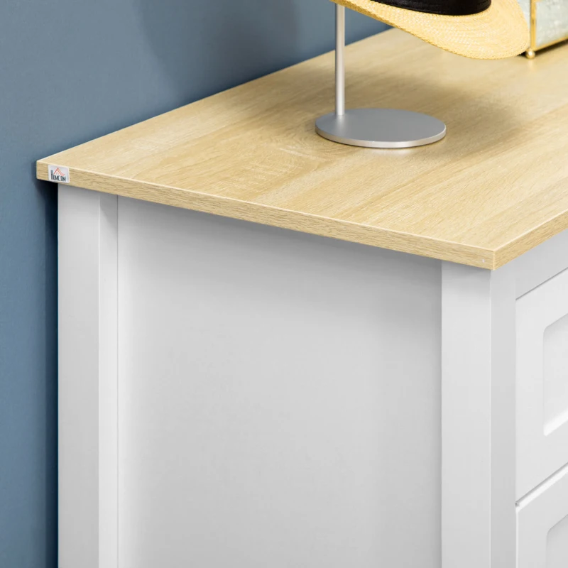 HOMCOM Sideboard, Modern Kitchen Storage Cabinet with Drawers and Adjustable Shelf, for Living Room and Entryway, White