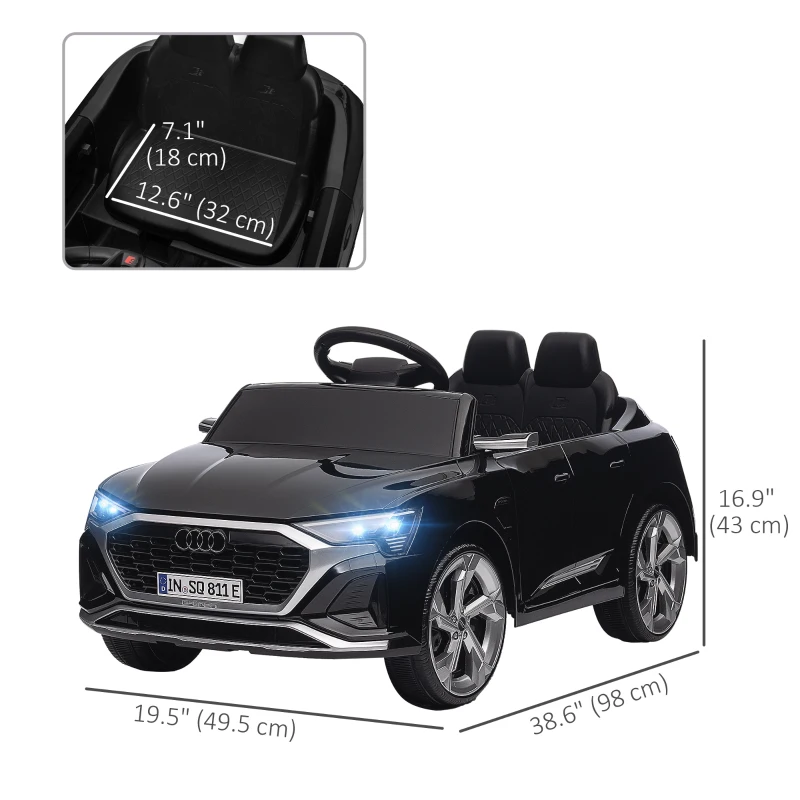 Qaba 12V Battery Powered Kids Electric Car, Audi Q8 etron Sportback Licensed Ride on Car w/ Remote Control, Black