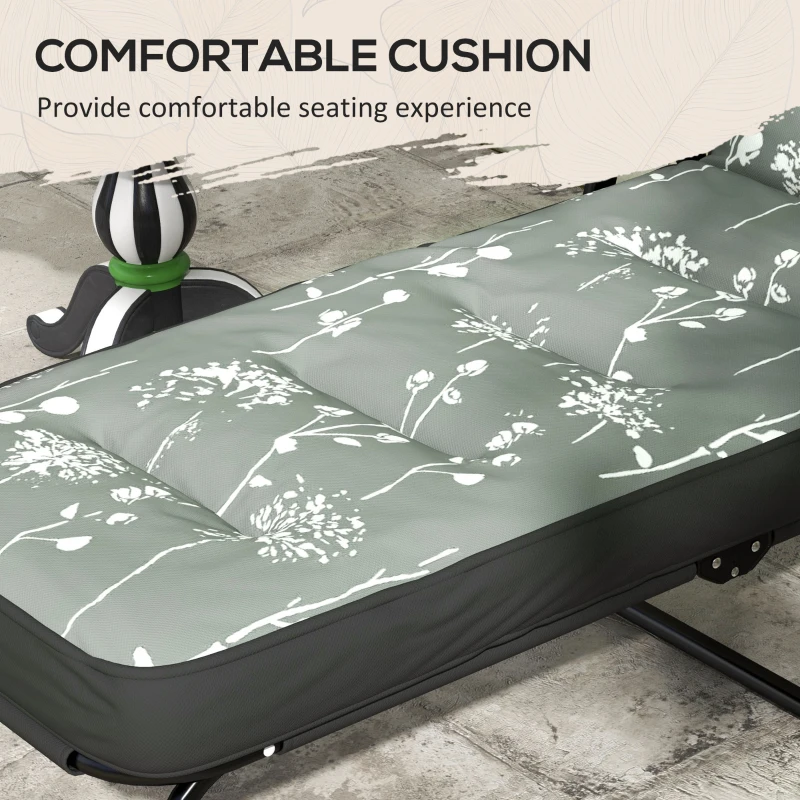 Outsunny Outdoor Lounge Chair with Padded Cushion, Folding Reclining Patio Garden Chair with Recline Back, Footrest, for Poolside, Patio, Grey
