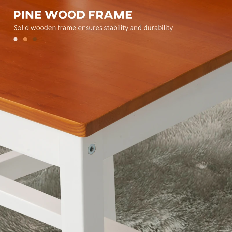 HOMCOM Farmhouse Wooden Dining Chairs Set of 4 with Cross Back, White