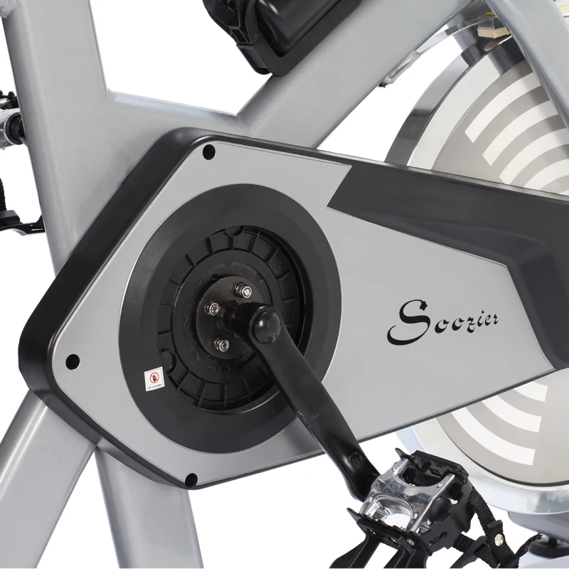 Soozier Upright Exercise Bike, Home Gym Cycling Fitness Machine, Equipment with Adjustable Resistance LCD Monitor Bottle Holder, Sliver