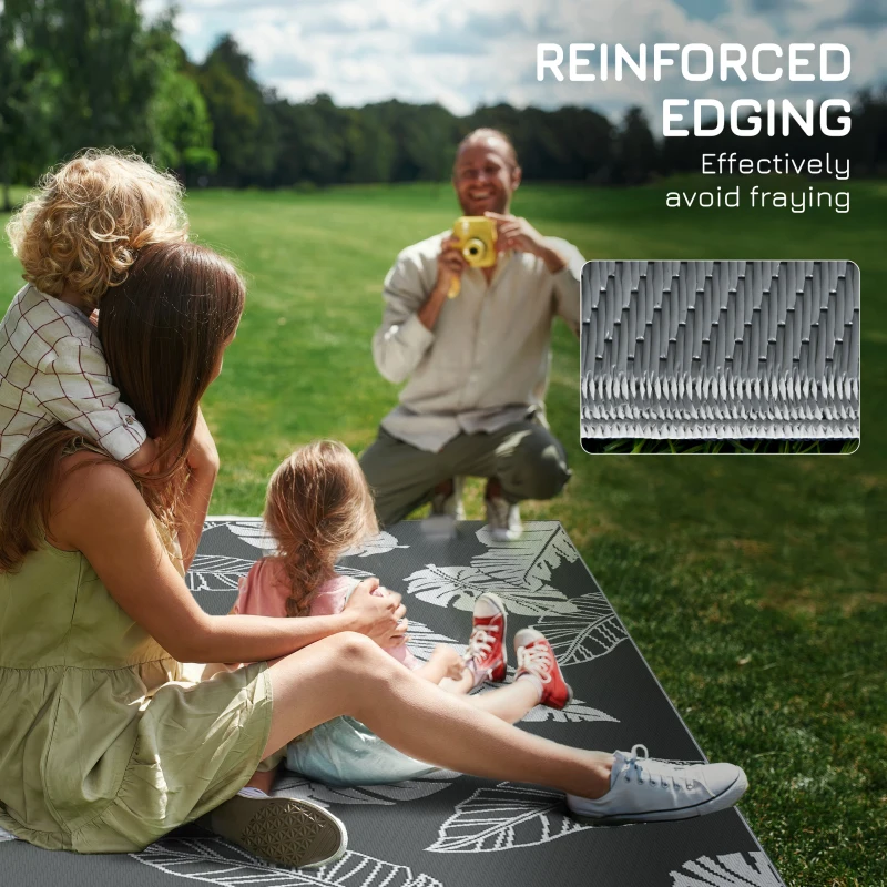 Outsunny Reversible Outdoor RV Rug, Patio Floor Mat, 6' x 9' Plastic Rug for Backyard, Deck, Beach, Camping, Grey and White