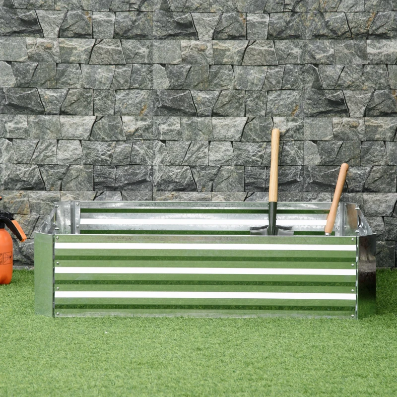 Outsunny Galvanized Raised Garden Bed, 4' x 3' x 1' Outdoor Metal Planter Box, Raised Bed for Growing Flowers and Herbs