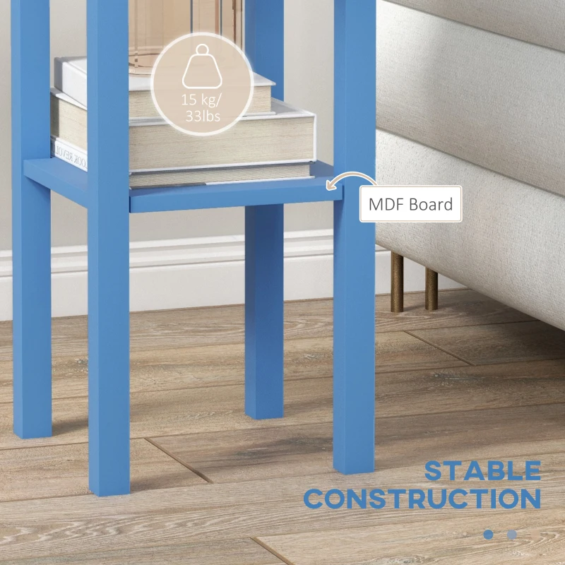 HOMCOM 2-Tier Side Table with Drawer and Shelf, End Table for Living Room and Hallway, Light Blue