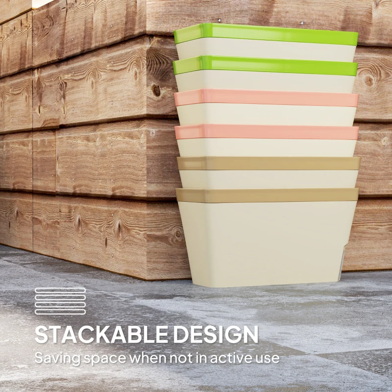 Outsunny 6 Pack Self Watering Flower Pots, 10.5 Inch Planter Box with Water Level Indicator for Vegetables, Succulents Plants