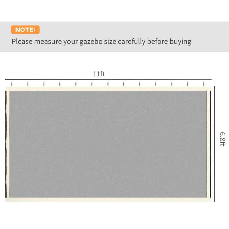 Outsunny Replacement Mesh Sidewall Netting for 10' x 12' Gazebos and Canopy Tents with Zippers, (Sidewall Only) Cream