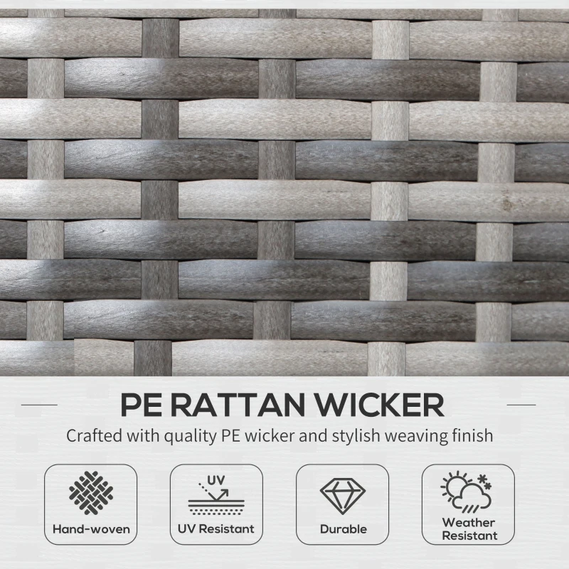 Outsunny 3 Pieces Wicker Patio Furniture Set, Rattan Bistro Set with Coffee Table and Cushions, Outdoor Conversation Set for Garden, Porch, Balcony, Blue