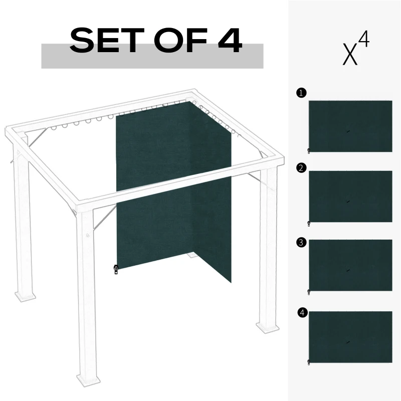 Outsunny 10' x 10' Universal Gazebo Sidewall Set with 4 Panels, Hooks/C-Rings Included for Pergolas & Cabanas, Slate Grey