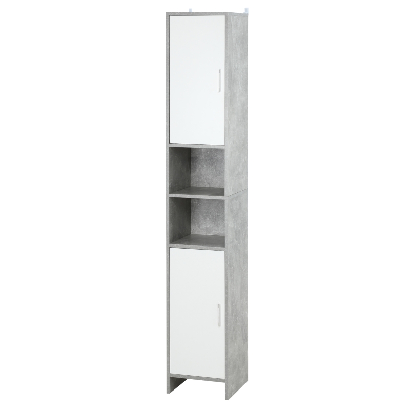 kleankin 71" Tall Bathroom Storage Cabinet, Narrow Bathroom Cabinets with 2 Doors and 6-tier Shelving, Grey