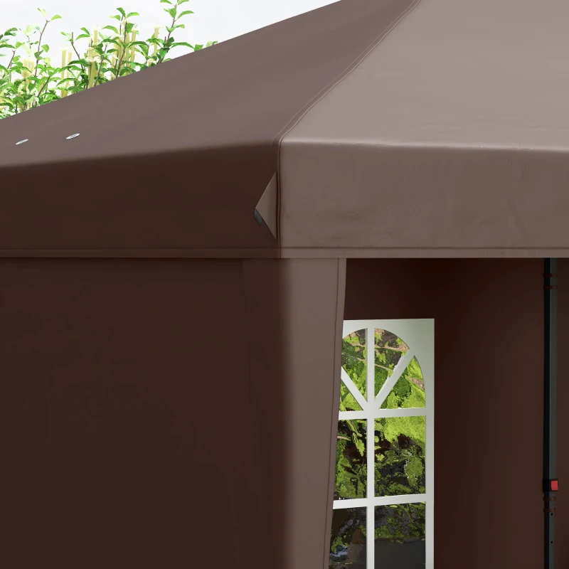 Outsunny 10' x 20' Pop Up Canopy Tent with 4 Sidewalls, Instant Gazebo with Carry Bag for Garden, Patio, Coffee(m-8)