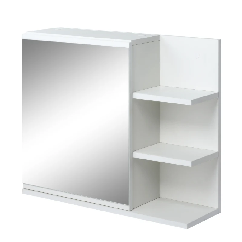 kleankin Bathroom Storage Cabinet with Mirror, Wall Mounted Medicine Cabinet with 3 Open Shelves and 2-tier Cupboard