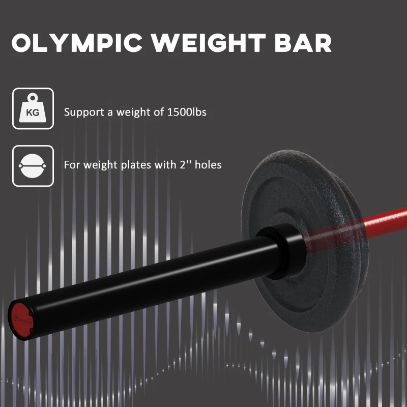 Soozier 7.2ft Weight Bar, Olympic Bar with Rotating Sleeves, Non-Slip Knurling Grip, 1500lbs Weight Capacity, Red