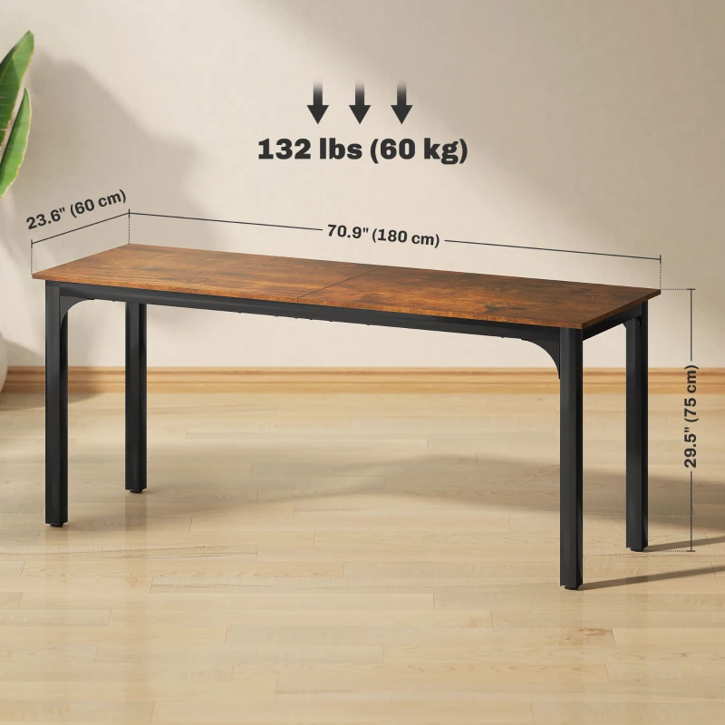 HOMCOM 71" Computer Desk, Desktop Desk with Metal Legs, Rustic Brown